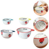 1 set 4pcs measure cups ceramic baking bowls dessert bowls assorted color