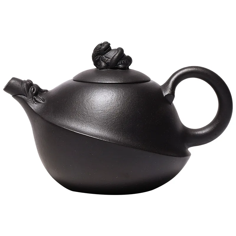 

Yixing black material creative purple clay pot handmade longevity turtle teapot famous Kung Fu travel tea set
