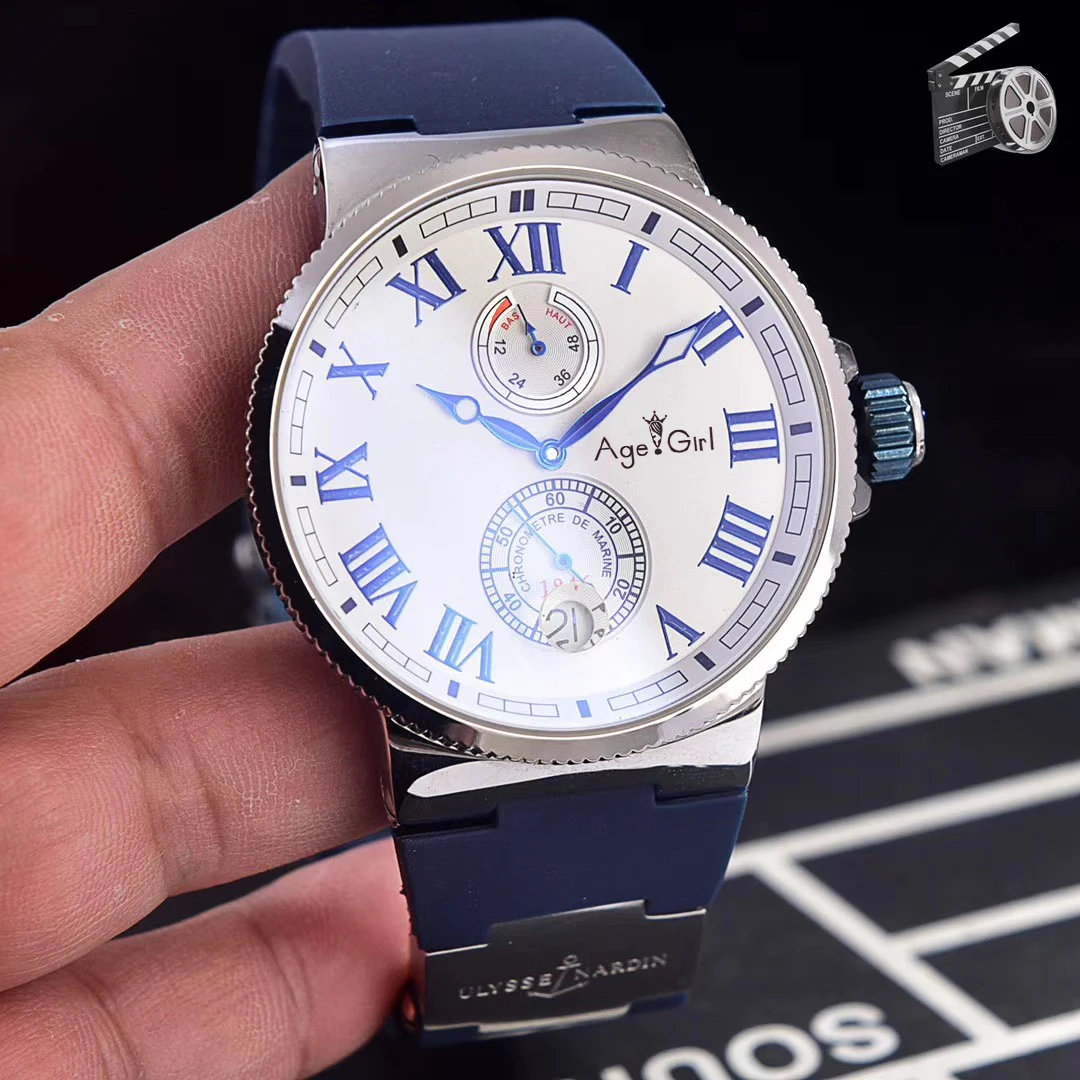 White Blue Роскошные брендовые новые мужские серебристые синие белые автоматические механические часы из нержавеющей стали сапфировые Diver Maxi Chronometer часы с pvd-покрытием Limited - Цвет: White Blue