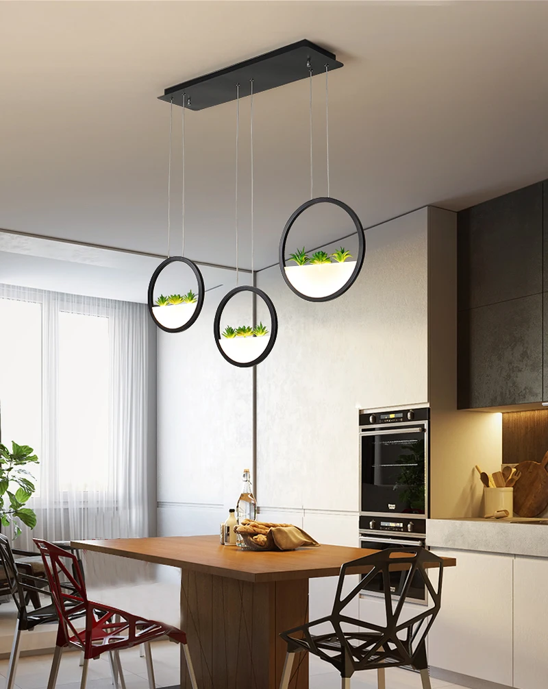 

Lampadari Creative Modern LED Chandelier For Bedroom Simulated Green Plants Nodic Chandelier Lighting Hanging Lamp Dining Room