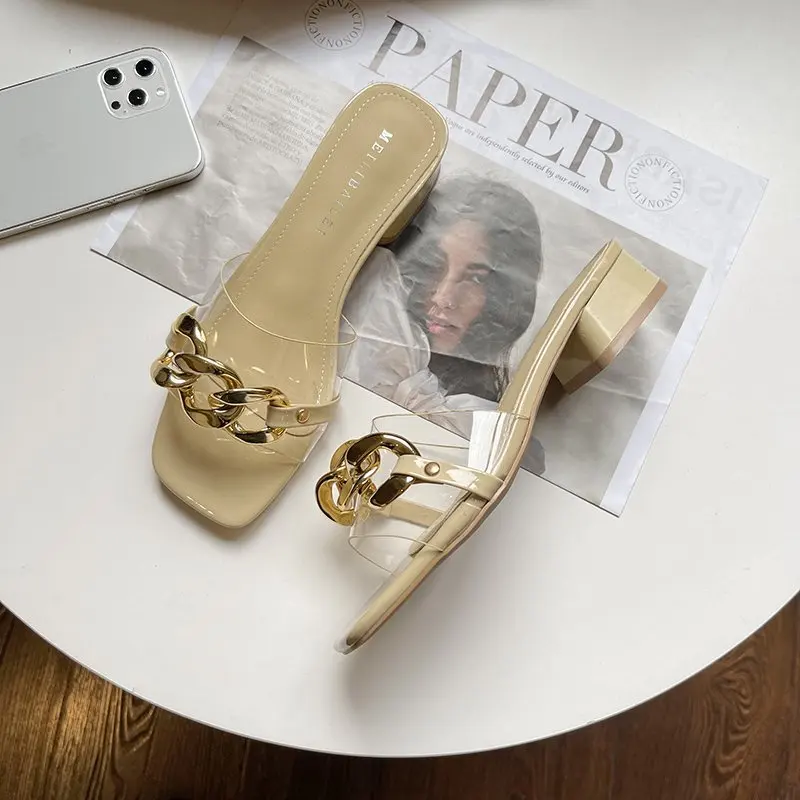 

Summer Slipper Women Mid-heel Transparent Sandals Flip-Flops Slippers Flat Casual Non-Slip Ladies Slides Sandals Women Shoes