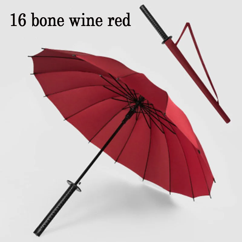 16 Bone wine red Японский самурайский меч длинная ручка зонтик солнцезащитный водонепроницаемый Зонт Полуавтоматический зонт 8-24K Сильный ветрозащитный umbзон - Цвет: 16 Bone wine red