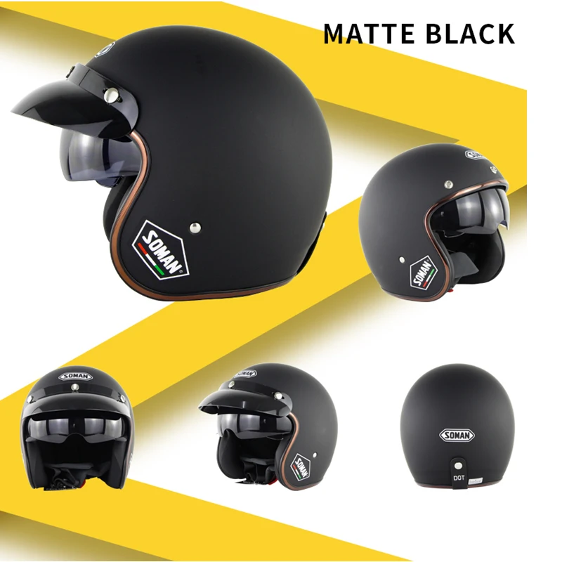 Летний шлем с открытым лицом SOMAN винтажный крутой принтом в горошек полулицевой