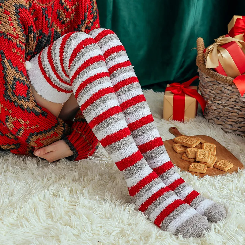 3 пар/упак. новые рождественские гольфы носки тапочки из коралловой шерсти с