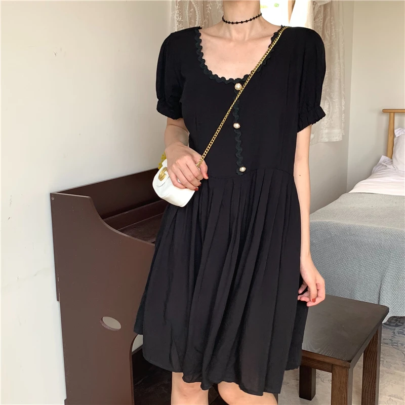 Винтажное платье принцессы Ins с коротким рукавом женские милые платья в стиле