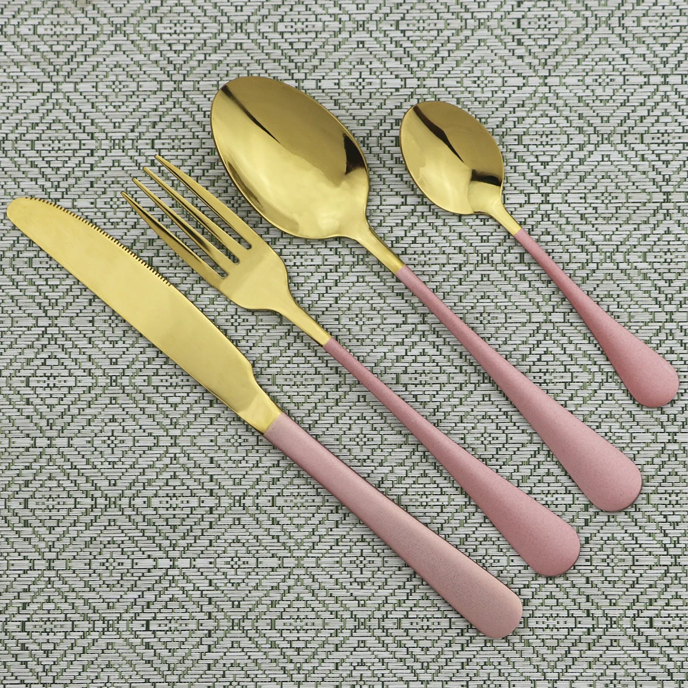 8 шт. набор посуды из красного золота 304 столовых приборов нержавеющей стали ножей