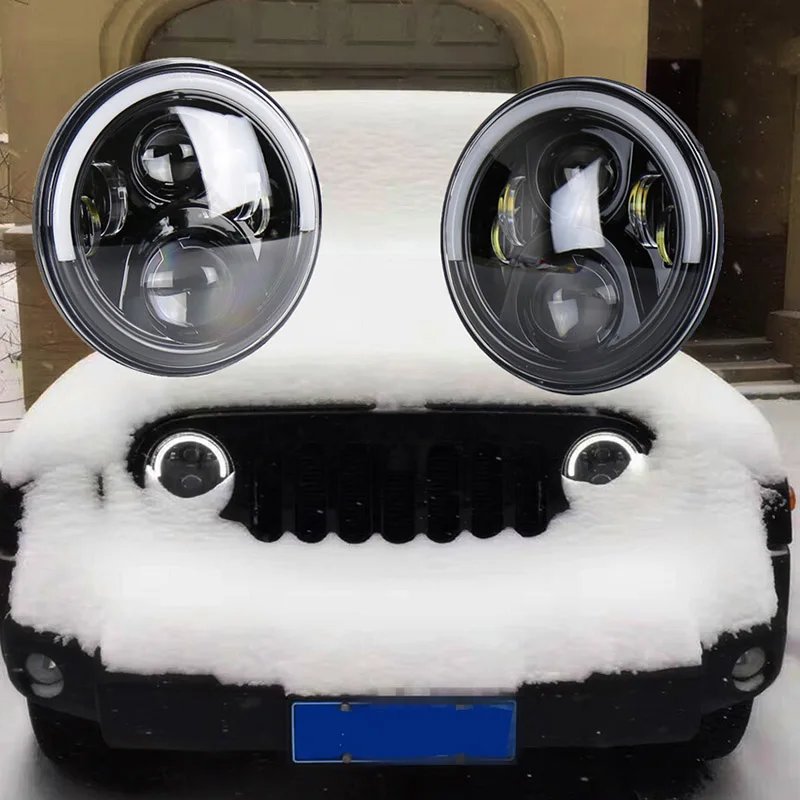 7 &quotсветодиодный фары 50 вт высокий низкий пучок светодиодный Ангел глаз DRL