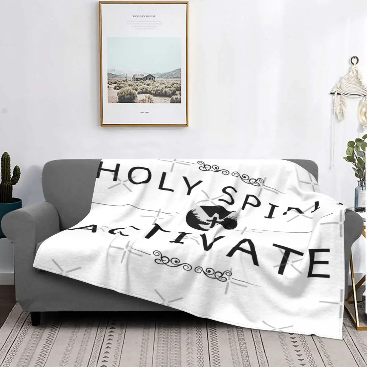 

Manta con texto en negro Activate Ii de Holy Spirit, colcha a cuadros para cama, manta para sofá, Sudadera con capucha y fundas