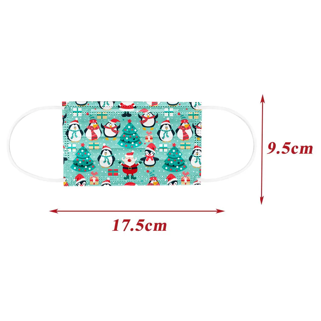 

100pcs Multicolor Adult Disposable High Quality Christmas Print Mascarilla Mascarilas Non-woven Melt Blown 3-layer Earloop Mask