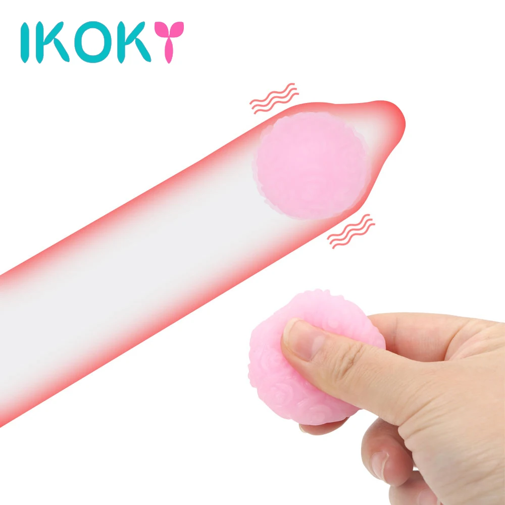 Кольца для пениса IKOKY шарики увеличения презервативы мягкая насадка на голову