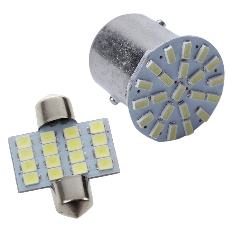 

1x Festoon C5W 16 SMD LED 31mm Interior Bulb Light Lamp Bulb White & 1Pcs White 1157 BAY15D 22 SMD LED Light Bulb