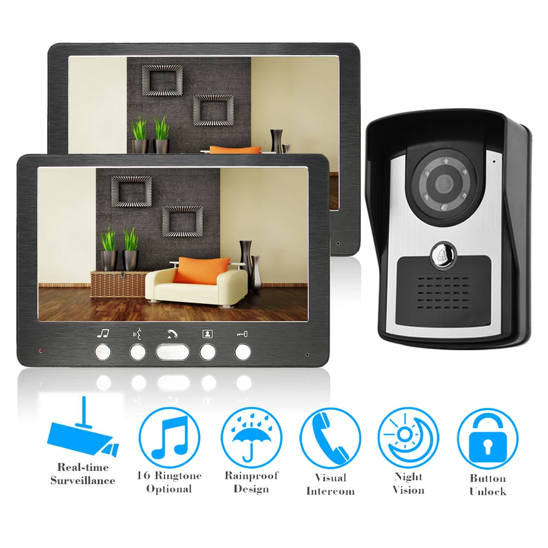 SYSD 7 inch Wired Video Doorbell Intercom for Home Rainproof Camera Visual System Video Door Phone