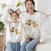 happy chip and dale jump printing disney white parent child sweatshirt comfy dropship minimalist family pullover harajuku style