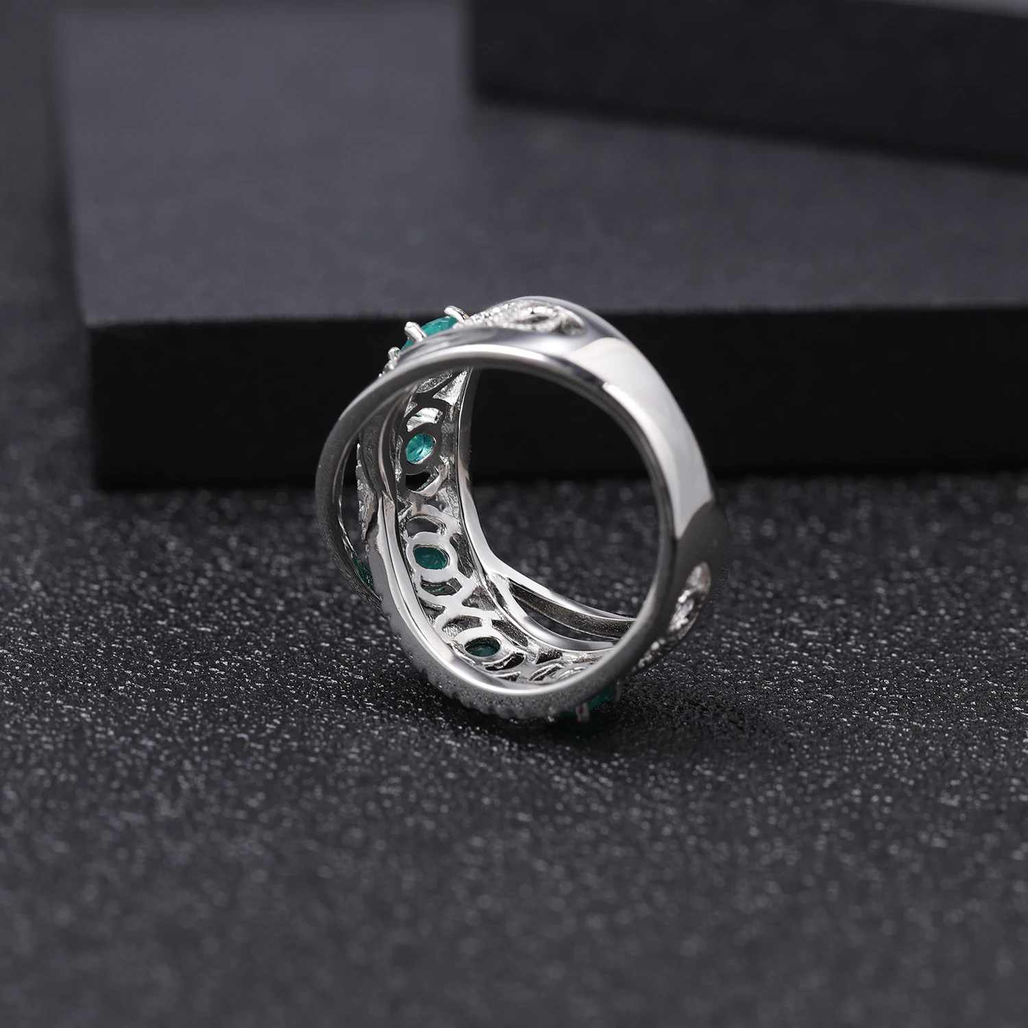 GEM'S балетное 925 пробы, серебряное кольцо с разрезом, кольцо на палец, натуральный зеленый агат, натуральный камень, кольца для женщин, хорошее ювелирное изделие