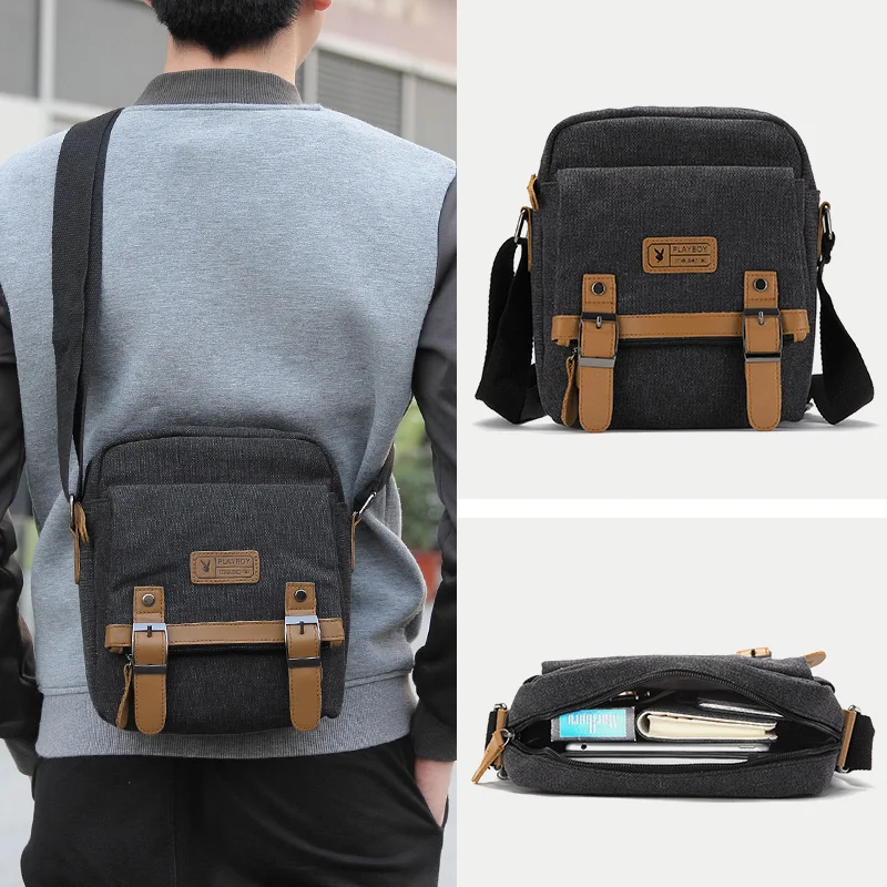 

Men's Shoulder Bag 2020 New Casual Men's Canvas Messenger Bag Student Fashion Brand Small Bag