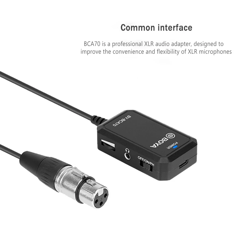 Аудиоадаптер BOYA BY BCA70 XLR mic для микрофонов ПК мобильных устройств совместимый со