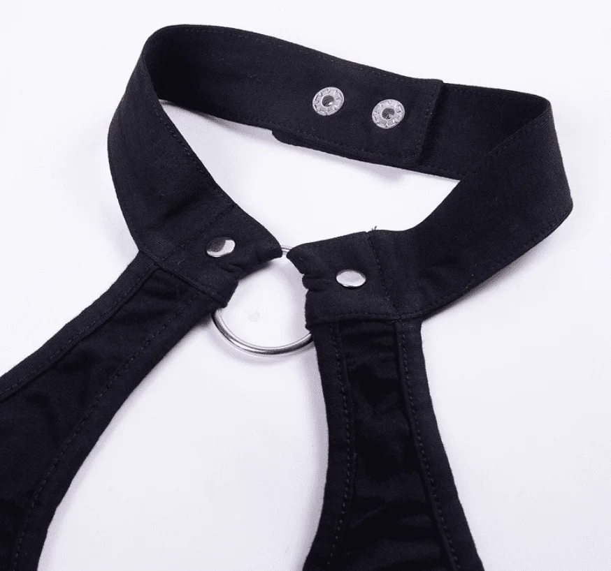 Женский панк с открытыми плечами Приталенный топ чокером T008 | Женская одежда