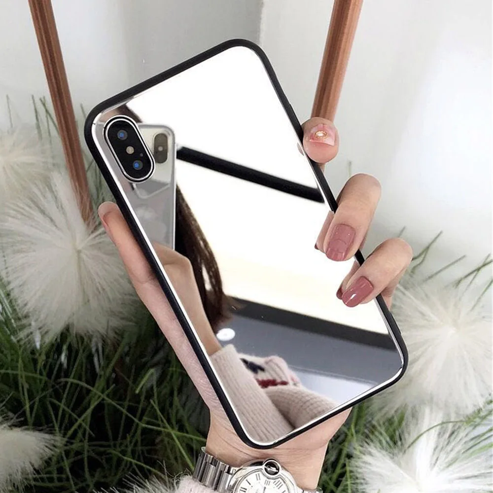 Косметическое зеркало чехол для iPhone 11 Pro X XS MAX XR 6 6S 7 8 Plus роскошный легкий тонкий с