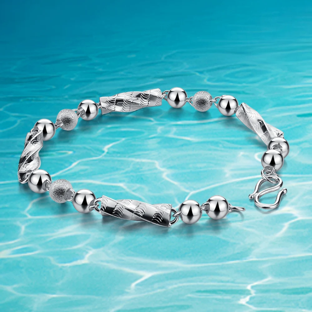 Купи 2021 New Trendy Beads Hexagonal Chain Men Bracelet Classic 925 Sterling Silver 7mm Width Chain Bracelet For Men Jewelry Gift за 1,277 рублей в магазине AliExpress