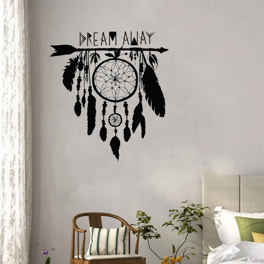 Ловец снов на стену Наклейка виниловая наклейка мечта амулет перья ночной символ