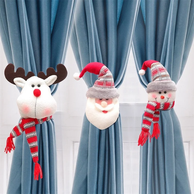 

Christmas Curtain Holder Ornaments New Year 2021 Santa Claus Xmas Curtain Noel Home Decor Merry Christmas Decorations for Home