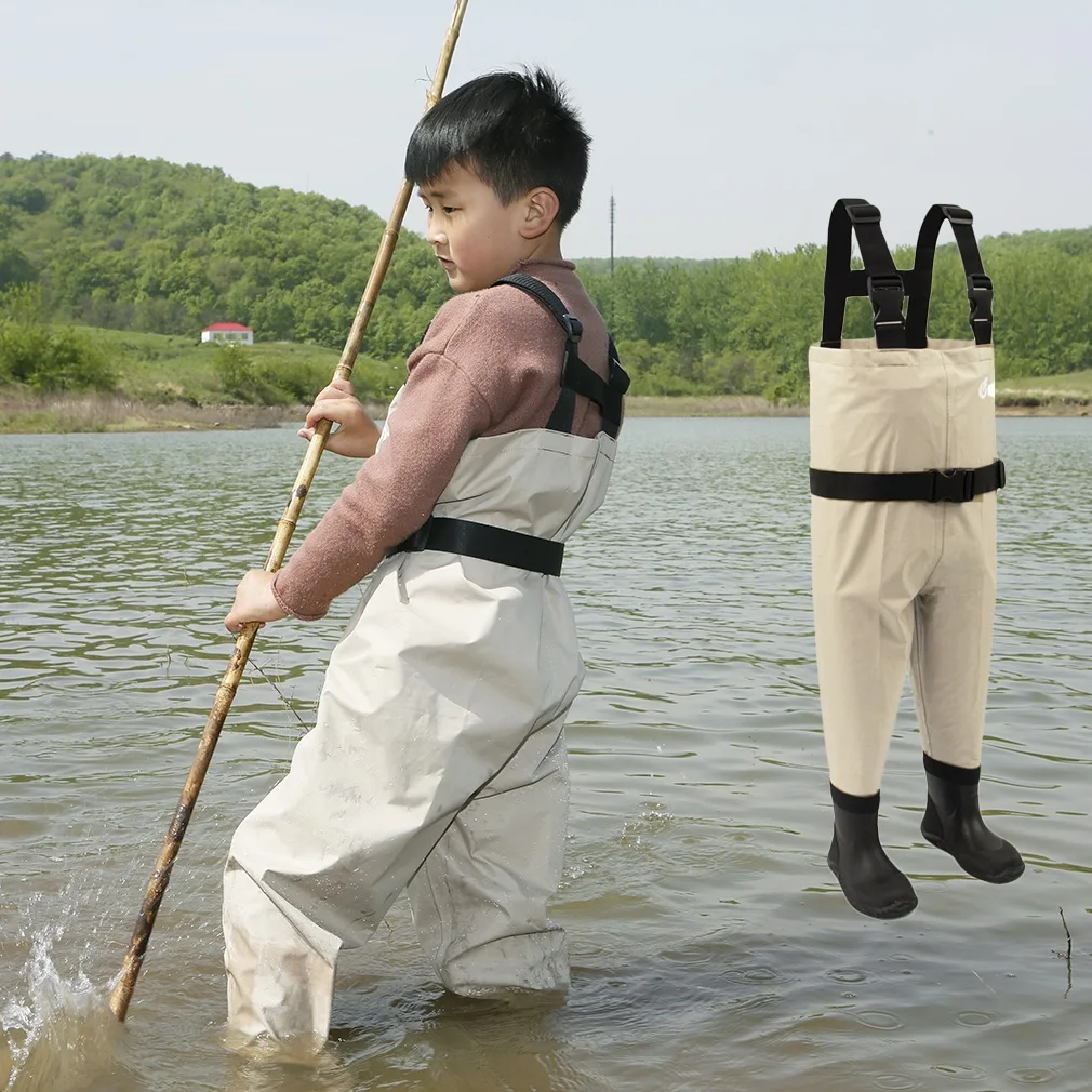 NeyGu Дети груди wader для воды и грязной игры, ребенок водонепроницаемый и дышащий wader с ботинками, малыш wader для рыбалки