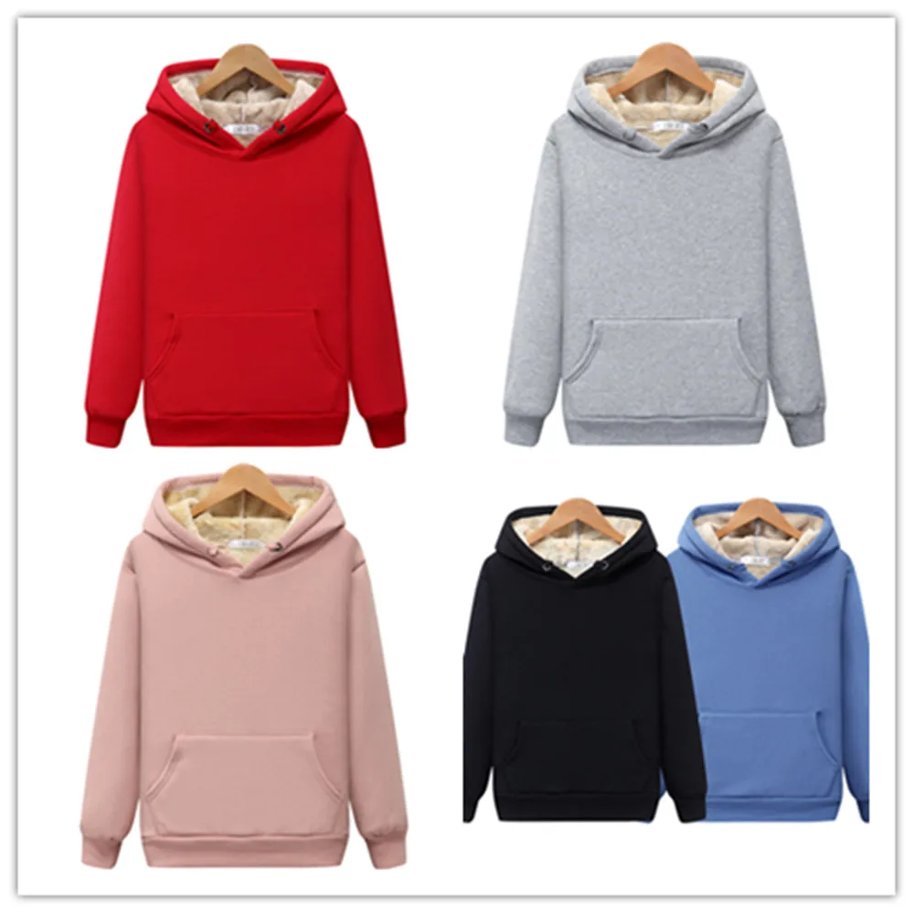 

Thick Hoodies Girl Pullover Sweatshirt Autumn Winter Streetwear Sweetshirt Faux Lamb Cashmere Warm Hoodie Women Hoodi Sweatshirt