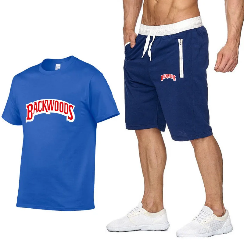 

2021 Fashion Casual Sportswear Summer Alphabet Print Suit Men's Jogging Fitness Suit Men's Suit T-shirt + Pants 2-Piece Set