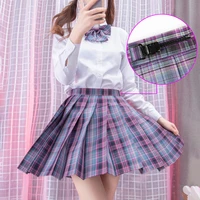summer women skirt korean fashion short polyester harajuku high waist plaid pleated y2k japan style kawaii sweet jk mini skirts