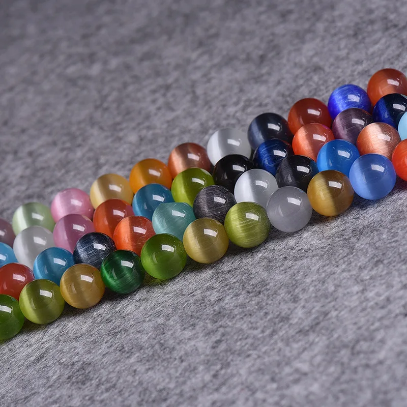 Женские круглые бусины с опалом SAEN стеклянные кошачий глаз 4/6/8/10/12 мм для