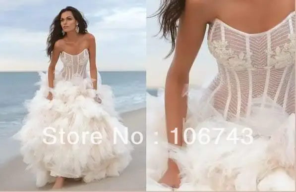 Купи Free shipping dress irish wedding decorations 2016 Sexy and transparent Elegant Beaded white Ball gown Wedding dress Bridal gown за 13,140 рублей в магазине AliExpress