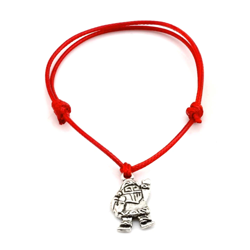 

Hot ! 10Pcs Adjustable Bracelets Red Waxes Rope Zinc Alloy Santa Claus Charms Adjustable Bracelet B-43