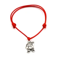 hot 10pcs adjustable bracelets red waxes rope zinc alloy santa claus charms adjustable bracelet b 43