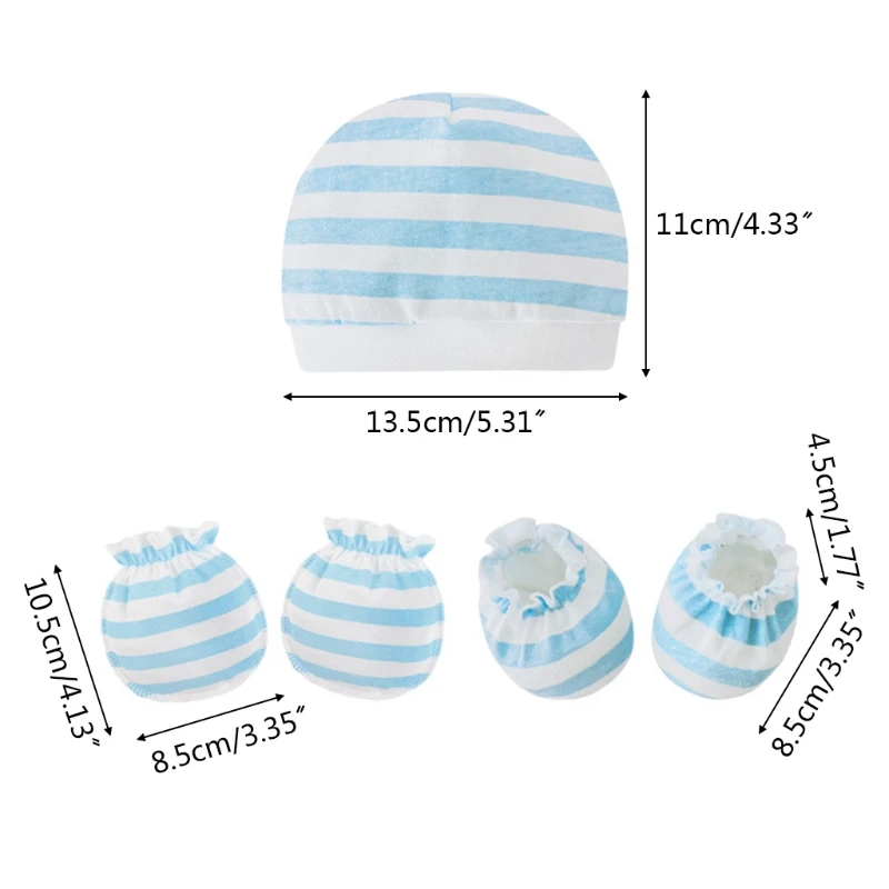 

J60B Newborn Mittens Socks Beanies Kit Baby Soft Cotton Gloves Hat Foot Cover Set for Infants