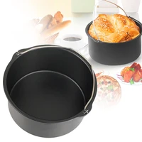air fryer use kitchen utensil pizza pan sturdy steel cooking bread baking tin large capacity non stick cake barrel with handle