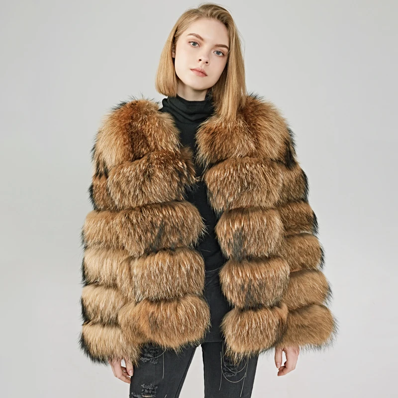 MAOMAOFUR пальто из натурального меха енота Женское зимнее теплое с длинными рукавами одежда женская натуральная меховая шуба натуральный мех куртка