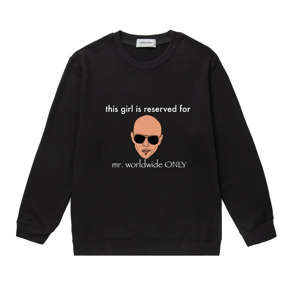 

Mr. Worldwide Print Sweatshirts Street Hip Hop Harajuku Black Crew Neck Sweatshirt Unisex Everyday Casual Pullover Men Women New