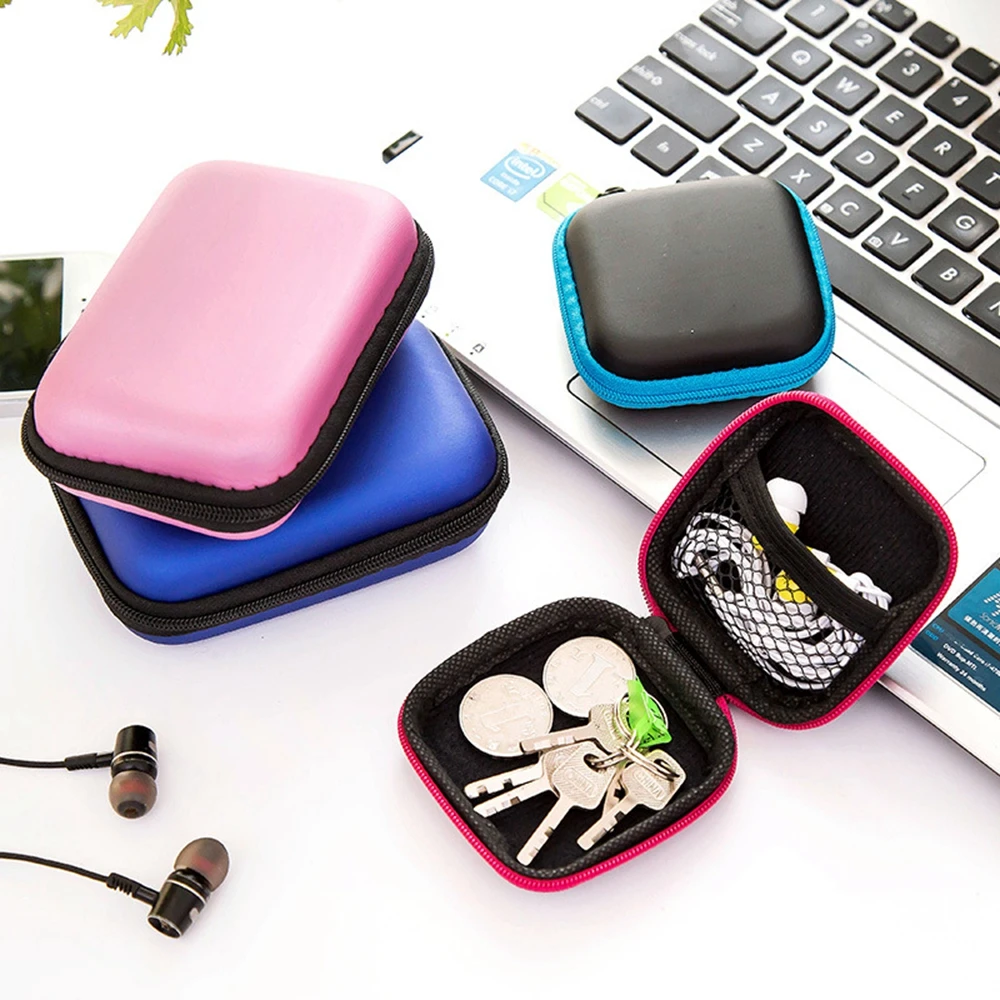 

Heaphone Carry Storage Bags Case Square PU Waterproof Portable Sack Bluetooth Earphones Headset Bag Headphone Storage Box