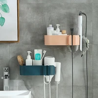 simple wall mounted hair dryer holder storage box multifunction toothpaste makeup storage holder shelf bathroom organizer rack