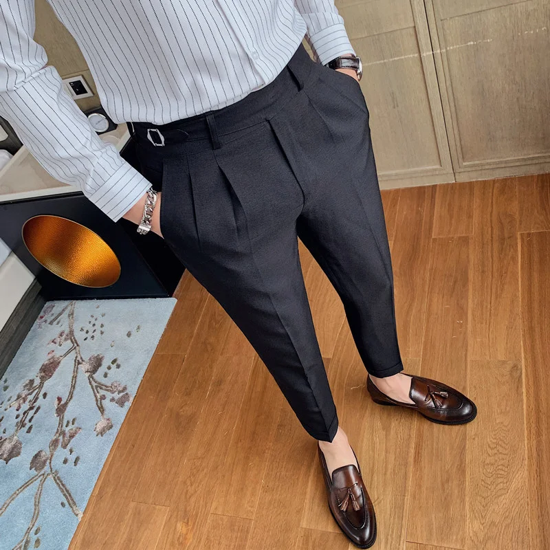 

All Match Business Formal Wear Solid Men Casual Pants Dress Korean Slim Fit Streetwear Gentlemen Office Work Trousers 29-36 Sale