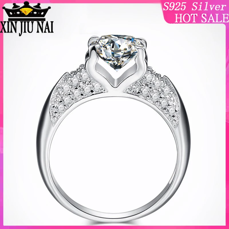 

925 sterling silver Dressed Bridal Engagement Unique Design Style Classic Ladies Ring Inlay High Quality Zircon Jewelry