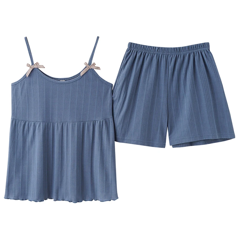 

Summer Lounge Pajama Sets for Women Sexy Sleepwear Lingerie Sleeveless Spaghetti Strap Pyjamas Femme Top + Shorts Nightwear