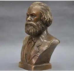 

free shipping Old 7'' German Great Communist Carl portrait Marx Engels Lenin Stalin Marx Bust BRASS Statue decoration brass fact