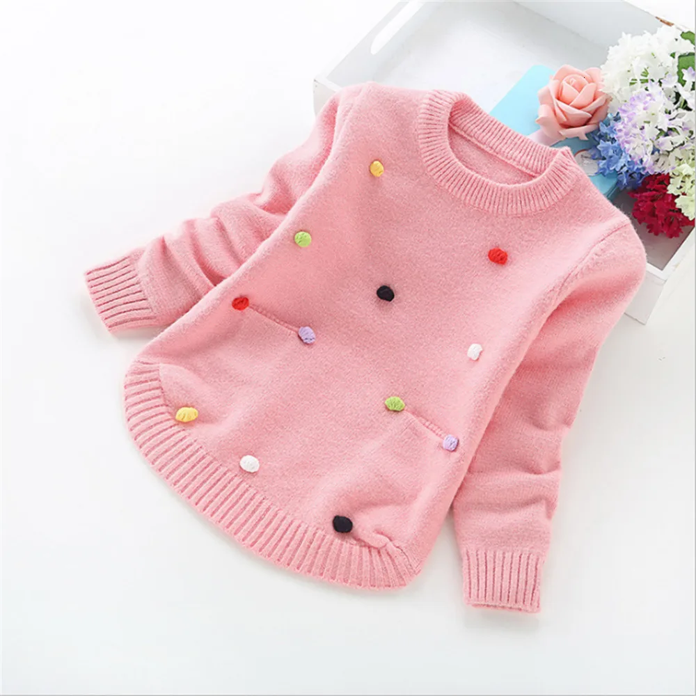 LILIGIRL новорожденных хлопок в горошек свитер вязаная для маленьких девочек