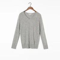 cashmere wool sweater women high quality v neck beige gray sweaters pullover lady warm soft solid natural fabric