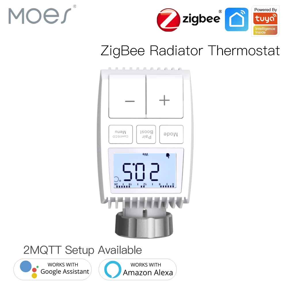 

Moes Tuya ZigBee3.0 Radiator Actuator Valve Smart Thermostat Temperature Controller External Sensor TRV Voice Control with Alexa