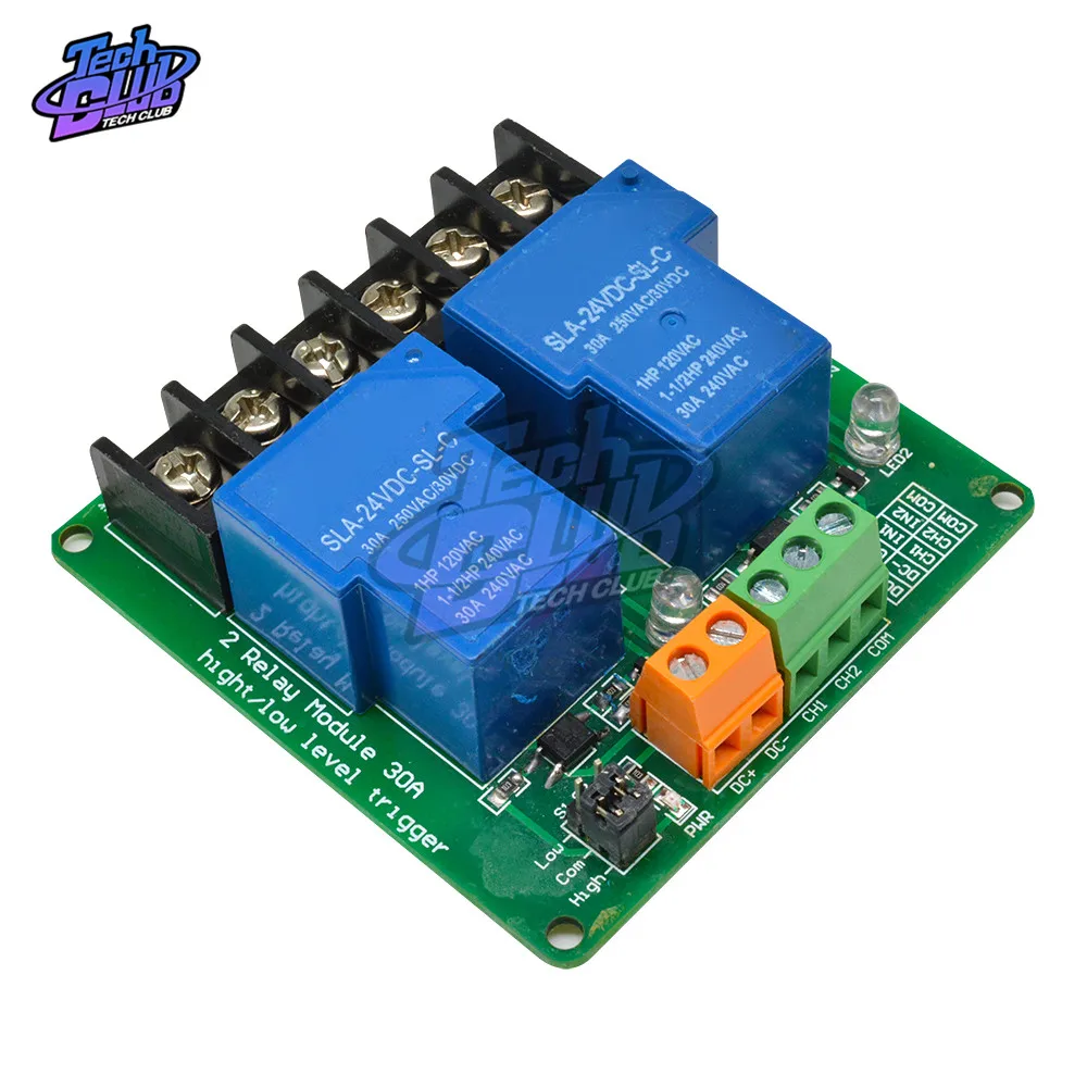 Двухканальный релейный модуль 30 А с изоляцией оптрона 5 в 12 В 24 поддерживает