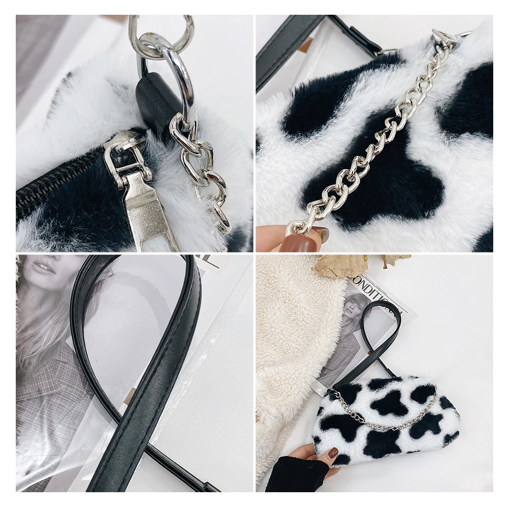 Мягкие плюшевые сумки через плечо для женщин 2021 трендовая маленькая пушистая