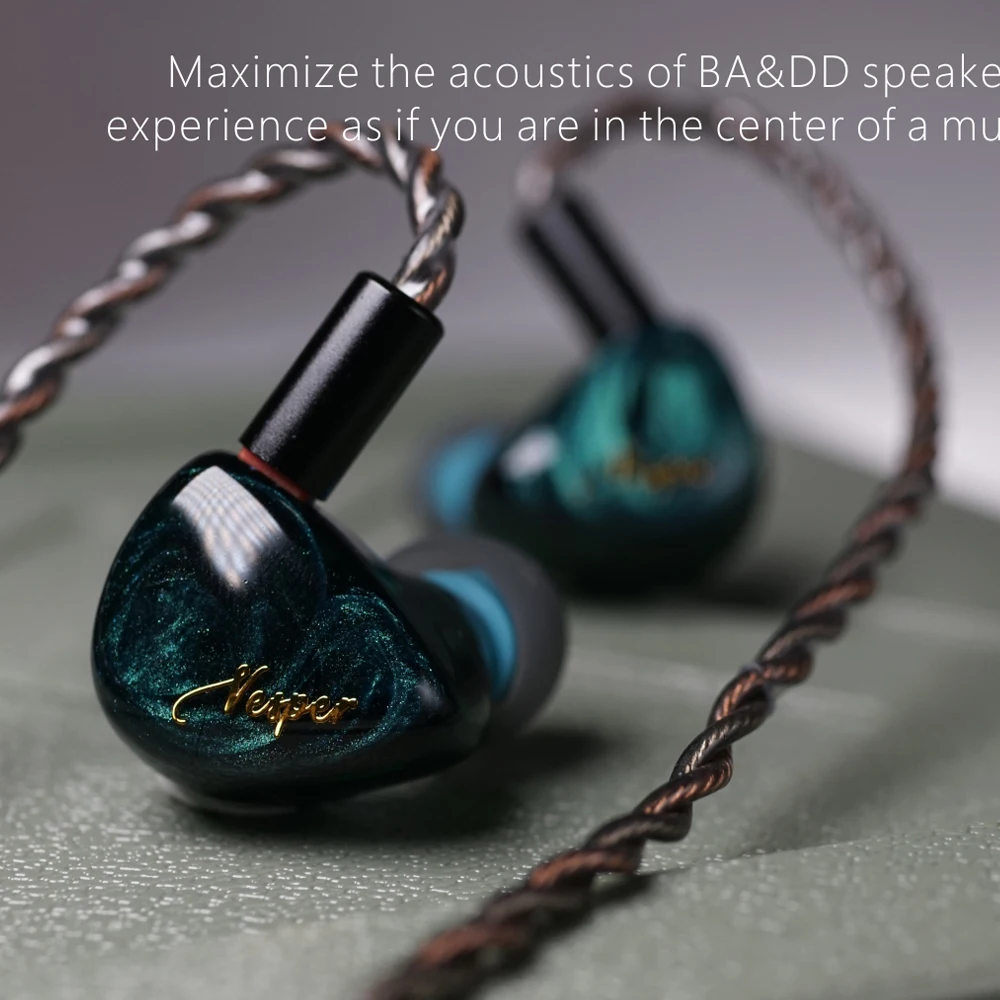 Гибридные наушники-вкладыши QOA Vesper 1DD + 1 Knowles BA 2 шт. Hi-Fi наушники DJ музыкальный
