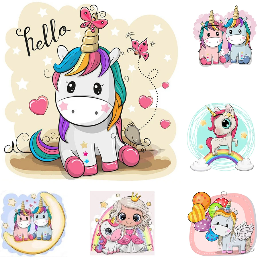 

5D алмазная вышивка «сделай сам», полностью квадратная/круглая вышивка, мультяшный единорог, стразы, кристалл, вышивка крестиком, детский по...